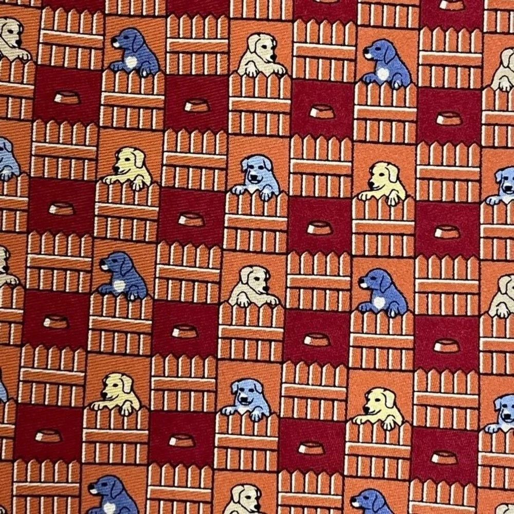 Tommy Hilfiger‎ Necktie Orange Blue Novelty Puppy Dogs Tie 3.5